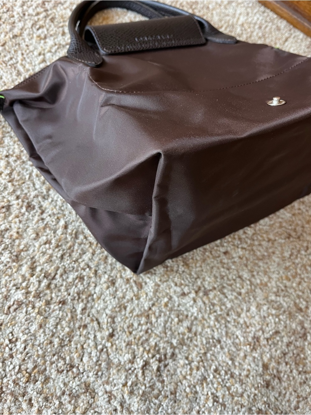 Longchamp Le Pliage Small Top-Handle Tote in Brown w/silver hardware Great! - Picture 13 of 16